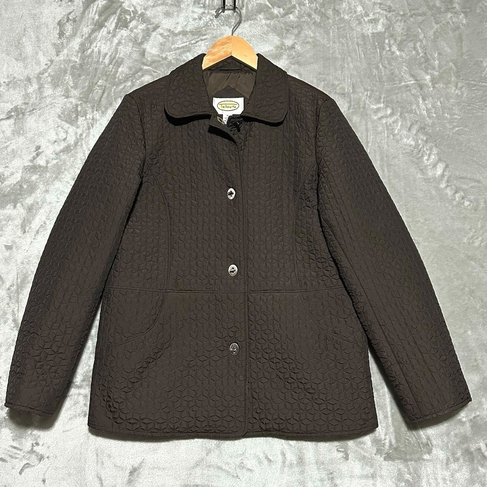 Vintage Womens Quilted Barn Jacket Medium Brown Preppy Old Money Equestrian Farm